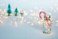 Christmas Background with Candy Cane and Christmas Light