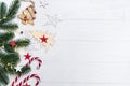 Christmas background with candy and toys Royalty Free Stock Photo