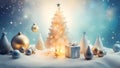 Christmas element background in a gleaming golden enchanted night stimulates both luxury and holiday cheer.Generative AI Royalty Free Stock Photo