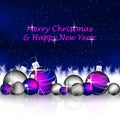 Christmas background with christmas balls, snow, pine needles and decoration Royalty Free Stock Photo