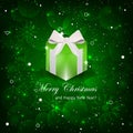 Christmas background with christmas gift and ribbon Royalty Free Stock Photo