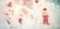 Christmas background with Christmas tree and snowman . Banner, greeting card, copy space Royalty Free Stock Photo