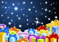 Christmas background with colorful gifts