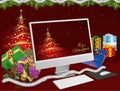 Christmas Background for Computer Fans with Lots of Presents Royalty Free Stock Photo