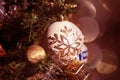 Christmas background with Cristmas tree branch and ball Royalty Free Stock Photo