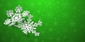 Christmas background with curved paper snowflakes