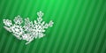 Christmas background with curved paper snowflakes