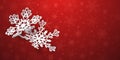 Christmas background with curved paper snowflakes