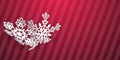 Christmas background with curved paper snowflakes