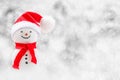 Christmas background - Cute Snowman with red scarf and red hat o Royalty Free Stock Photo