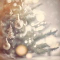 christmas background with decorated fir tree, neural network generated art Royalty Free Stock Photo
