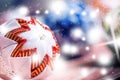 Christmas background, decoration. Christmas balls on a wooden table. Soft focus. Sparkles and bubbles. Abstract background. Royalty Free Stock Photo