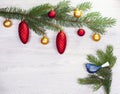 Christmas background, decoration on white wooden board. Royalty Free Stock Photo