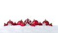 Christmas background with decorations and christmas balls on snow isolated on white background Royalty Free Stock Photo
