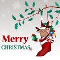 Christmas background with Christmas deer cartoon.