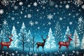 christmas background with deer in the winter forest Royalty Free Stock Photo