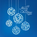 Christmas background with doodle ball, Handwritten Lettering Royalty Free Stock Photo