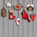 Christmas background with felt toys