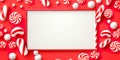 Christmas background filled with candy canes, peppermints, and holiday sweets arranged in an elegant pattern. Royalty Free Stock Photo