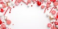 Christmas background filled with candy canes, peppermints, and holiday sweets arranged in an elegant pattern. Royalty Free Stock Photo