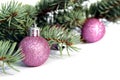 Christmas background with fir branches and ball Royalty Free Stock Photo