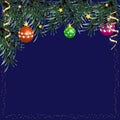 Christmas background with fir branches and balls