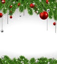 Christmas background with fir branches and balls. Royalty Free Stock Photo