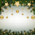 Christmas background with fir branches and ligh