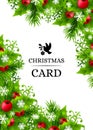 Christmas background with fir and holly decorations