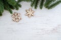 Christmas background - fir leaves and rustic elements decorating Royalty Free Stock Photo