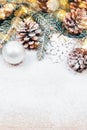 Christmas background with fir and pinecones Royalty Free Stock Photo