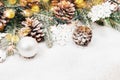 Christmas background with fir and pinecones Royalty Free Stock Photo