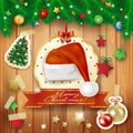 Christmas background with fir and Santa's hat Royalty Free Stock Photo