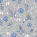 Christmas background fir tree branches, snowflakes Royalty Free Stock Photo