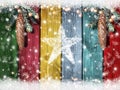 Christmas background with fir tree and snow on vintage wooden board Royalty Free Stock Photo