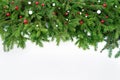 Christmas background. Christmas fir tree on white wooden background.