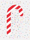 Christmas background with five large candy canes and four red green small sweets on white background Royalty Free Stock Photo