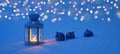 Christmas background in the form of lights, lantern and Cristmas toys Royalty Free Stock Photo