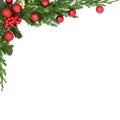 Christmas Background Frame with Baubles Winter Holly Mistletoe Royalty Free Stock Photo