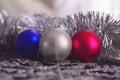 Christmas background, garland lights toys snowflakes snow glare night