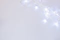 Christmas background with garland with white lights. Royalty Free Stock Photo