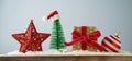 Christmas background with gift box, pine tree and star.  New Year banner design background Royalty Free Stock Photo