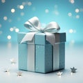 Christmas background with gift box on the table. Gift box decor. AI generated image Royalty Free Stock Photo