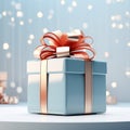 Christmas background with gift box on the table. Gift box decor. AI generated image Royalty Free Stock Photo