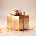 Christmas background with gift box on the table. Gift box decor. AI generated image Royalty Free Stock Photo
