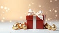 Christmas background with gift box on the table. Gift box decor. AI generated image Royalty Free Stock Photo