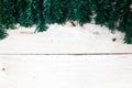 Christmas background with gift and christmas Decoration , christmas tree and pine cones on wooden table. Top view with copy space Royalty Free Stock Photo