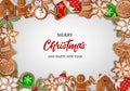 Christmas background with gingerbread cookies. Gingerbreads frame Royalty Free Stock Photo