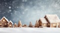 Christmas background with gingerbread houses banner