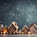 Christmas background with gingerbread houses banner